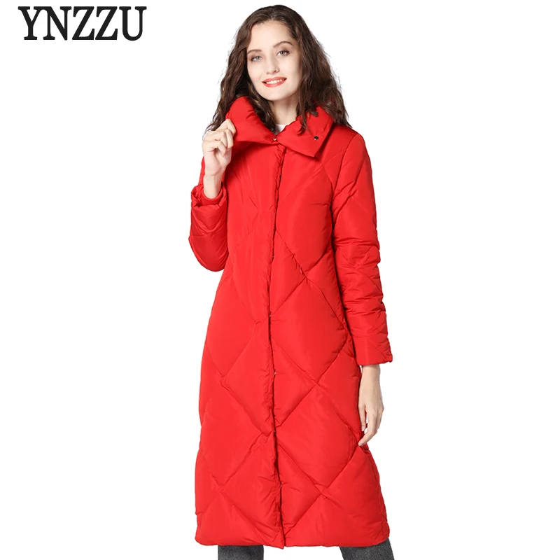 YNZZU новый зимний женский пуховик 2018 элегантный длинный 90% белый пушистый красный