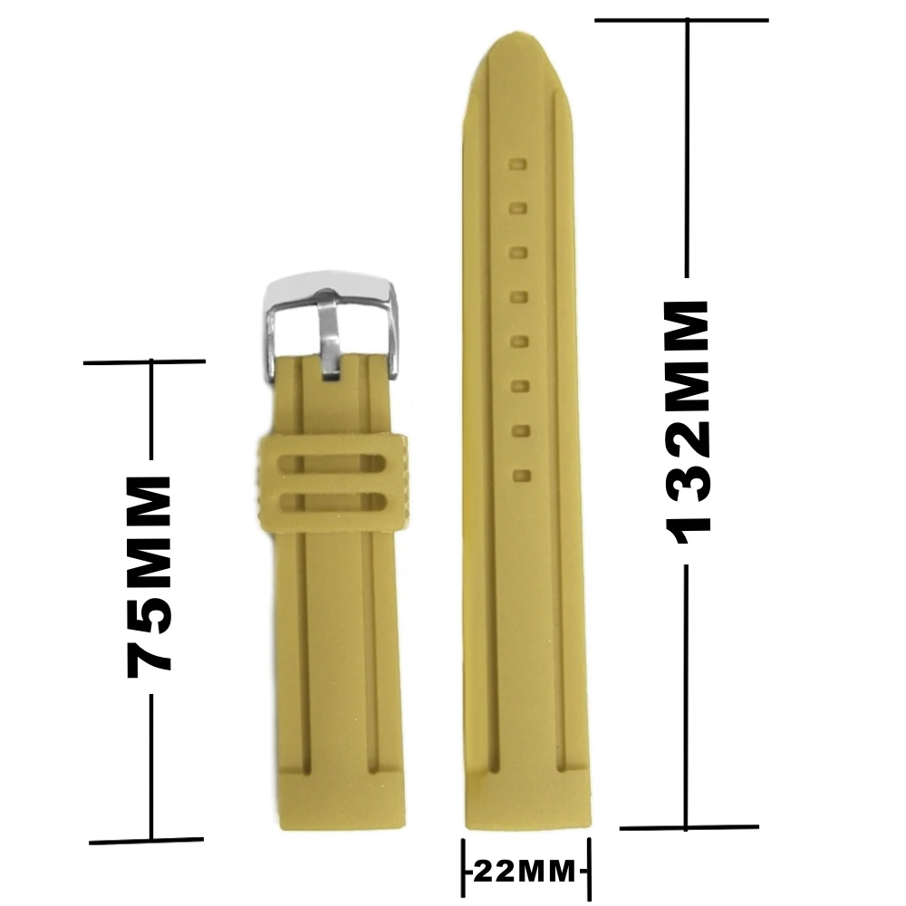 22 мм верблюжья коричневая силиконовая Силиконовая резина для женщин и мужчин