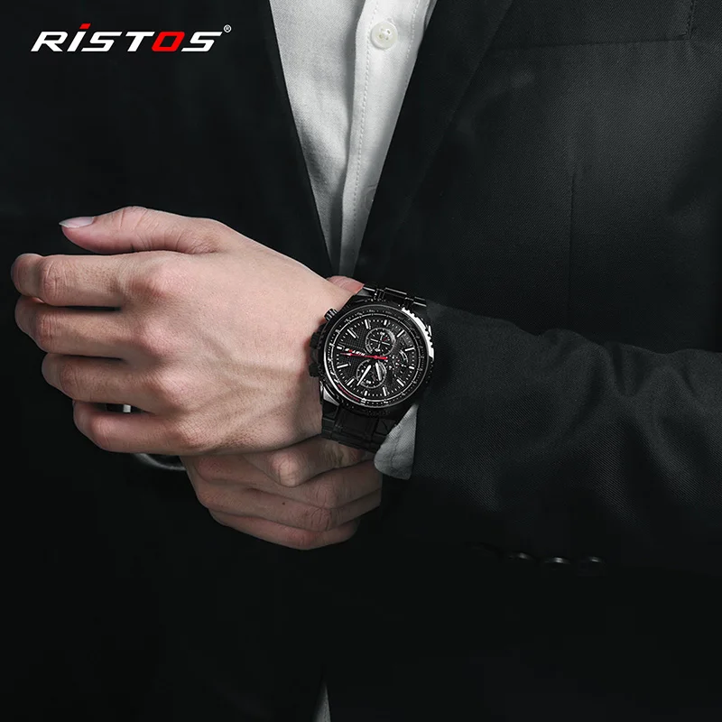 Ristos 2018 военные мужские кварцевые деловые часы из нержавеющей стали Reloj Hombre
