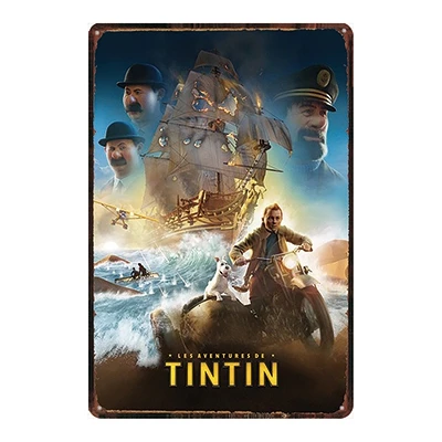 DU2219 Tintin мультфильм жестяная вывеска металлическая тарелка потертый шик железная живопись детская комната настенный бар домашнее искусство Ремесло Декор 30X20 см DU-2217 - Цвет: DU2219