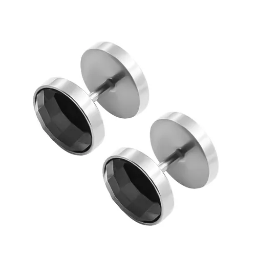 Sliver black 1 pair Мужские серьги Нержавеющая сталь серебряный черный штанга серьги гвоздики для мужчин и женщин унисекс ювелирные изделия круглые Pendientes Brincos - Окраска металла: Sliver black 1 pair