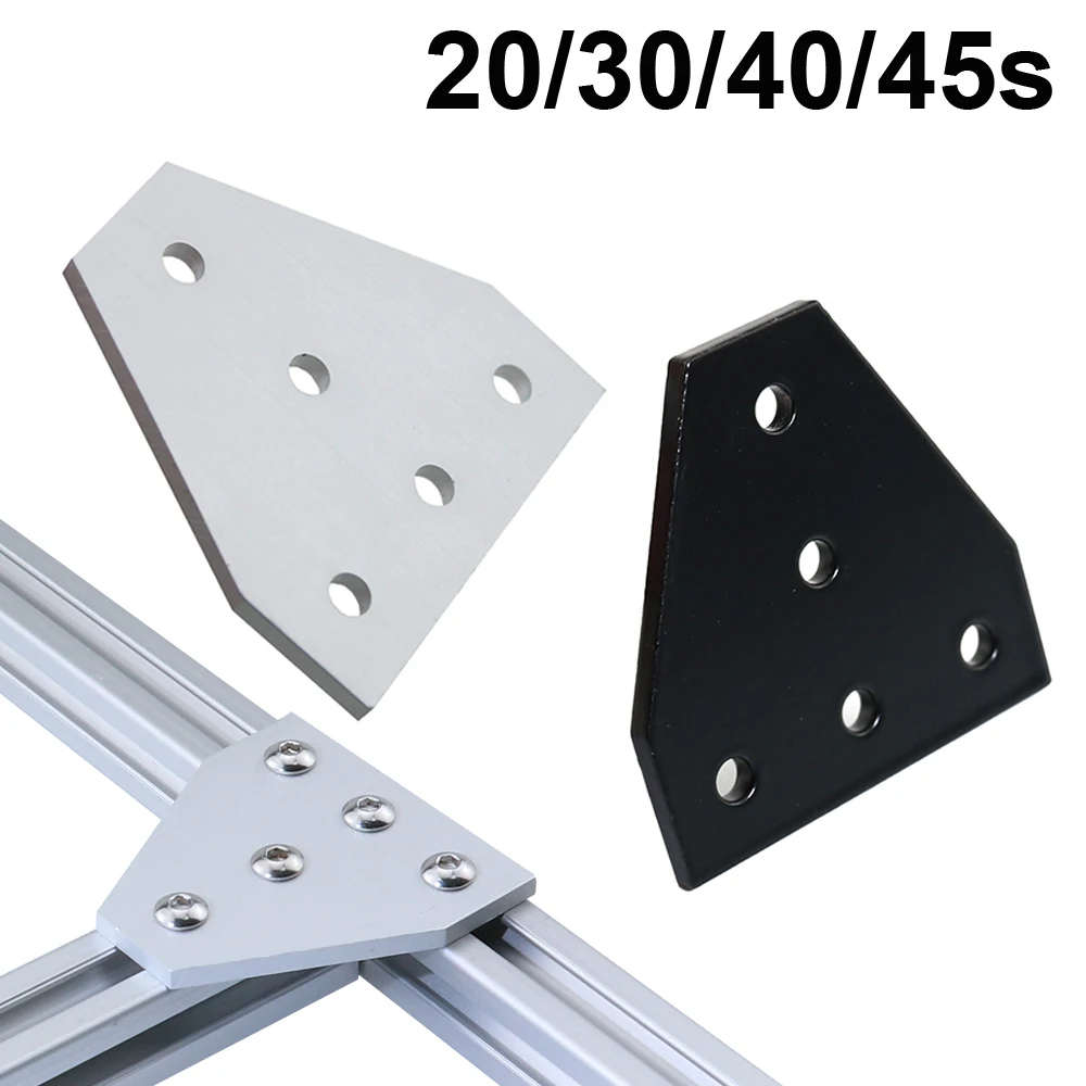 Placa de tira comum de conexão do suporte de ângulo de canto forte para o perfil de alumínio do v-entalhe 2020 3030 4040 4545 com 5 furos