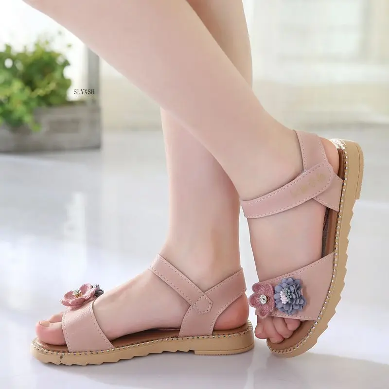 Новинка 2019 детские летние сандалии с цветами для девочек подростков|Сандалии| |