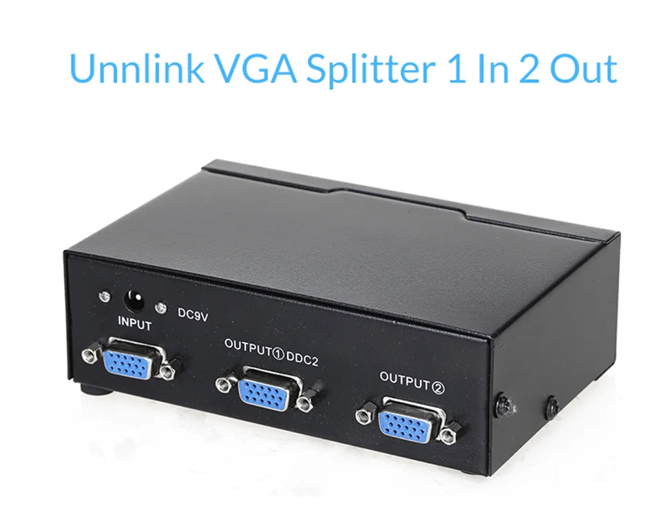 Разветвитель Unnlink VGA 1X2 FHD 1080P@ 60 Гц 1 вход сигнала VGA 2 Выход VGA 1*2 разветвители VGA для настольного компьютера ноутбука проектор