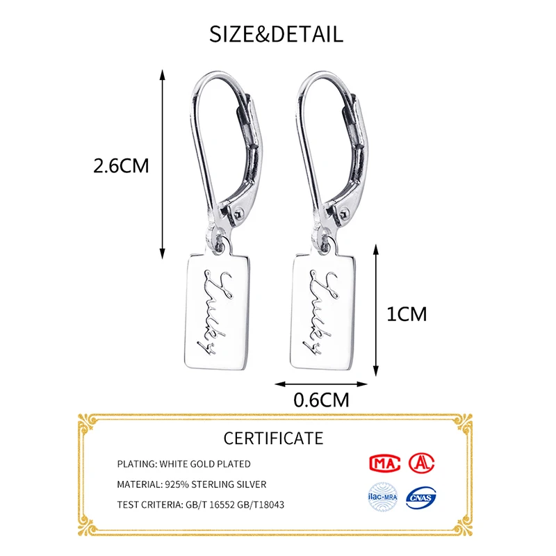 INZATT, настоящее 925 пробы, серебряные, Lucky Tag, серьги-кольца для модных женщин, вечерние, минималистичные, хорошее ювелирное изделие, модные, аксессуары