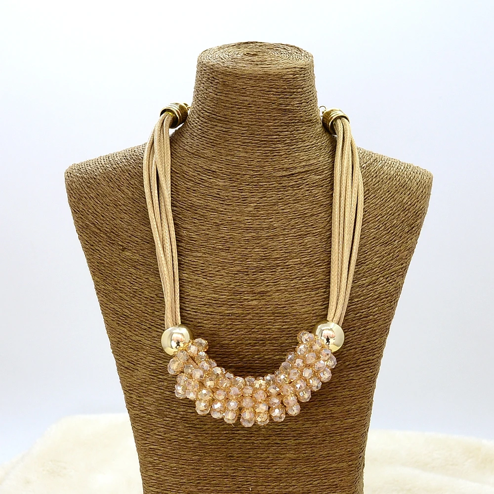 Женская цепочка на шею с стеклянными бусинами 3 цвета|ethnic jewelry|rope chainstatement necklace |
