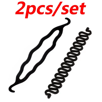 2pcs Multic Styles, Черные резинки для укладки волос для женщин, шпильки для волос, заколки для волос, аксессуары для волос для девушек, аксессуары для булочек - Цвет: 2pcs