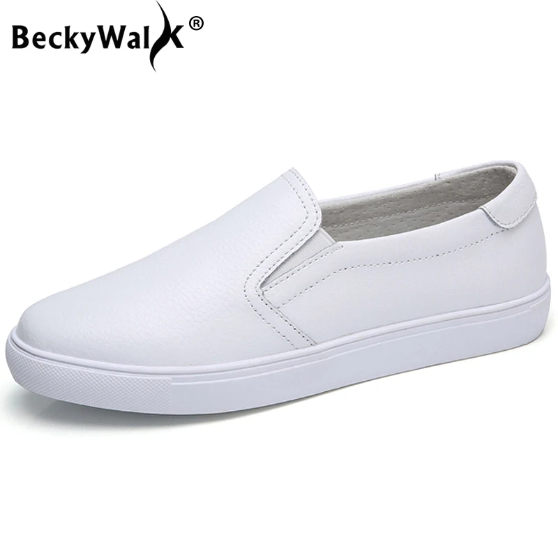Туфли BeckyWalk женские без шнуровки натуральная кожа повседневные лоферы плоская