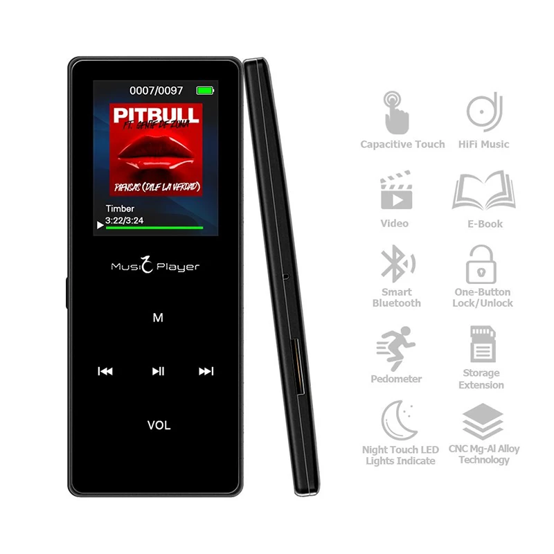 Mahdi X01Bluetooth mp3 плеер спортивный 8 ГБ 1 &quotэкран высокое качество без потерь