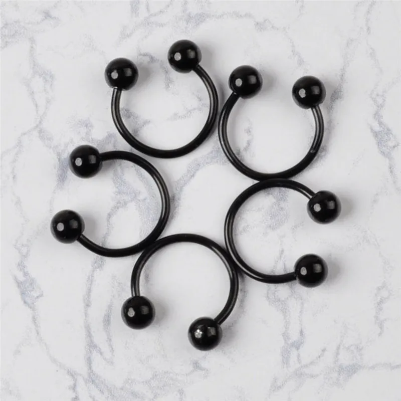 Кольцо черное поддельное для носа и уха клипса кольцо обруч имитации пирсинга