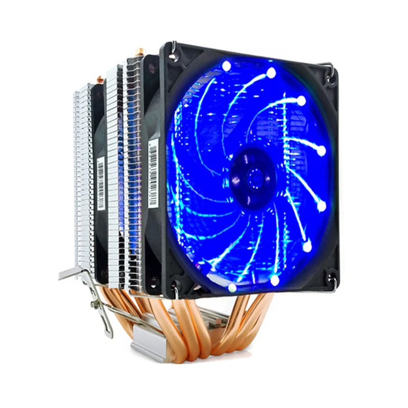 6 heatpipe dual tower 4pin CPU cooler LGA775 1150 1151 1155 1366 2011 охлаждающий вентилятор 9 см 12 В