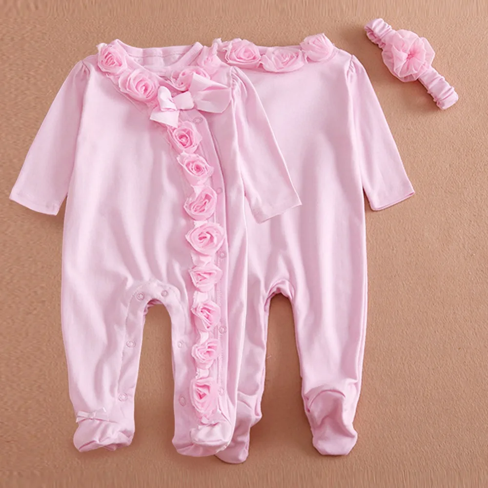 Новый милый новорожденных для маленьких девочек Комбинезон 2 шт. стиль принцессы