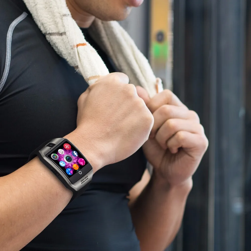 Bluetooth Q18 Смарт-часы Для мужчин с Сенсорный экран большой Батарея Поддержка