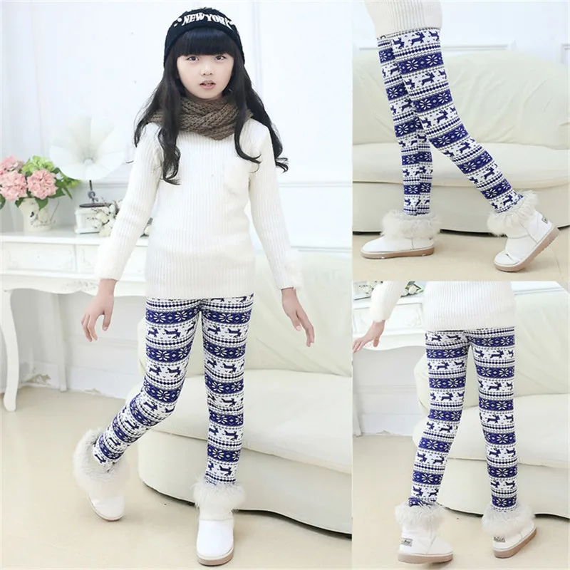LILIGIRL/теплая одежда для маленьких девочек с принтом плотные бархатные леггинсы