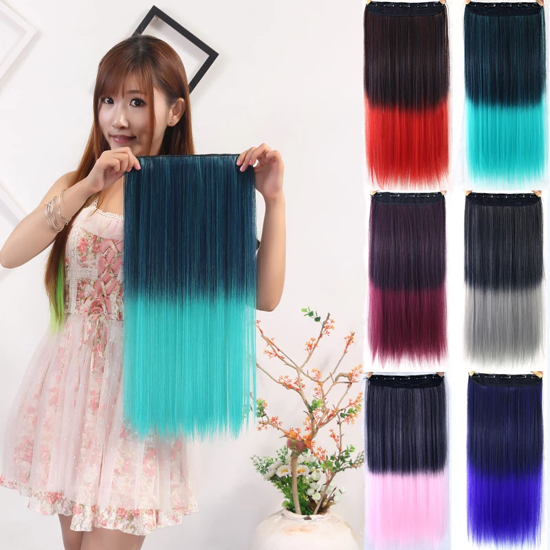 5 Клипы Женщин Высокой Температуре Устойчивы Волокна Синтетические Парики Клип в