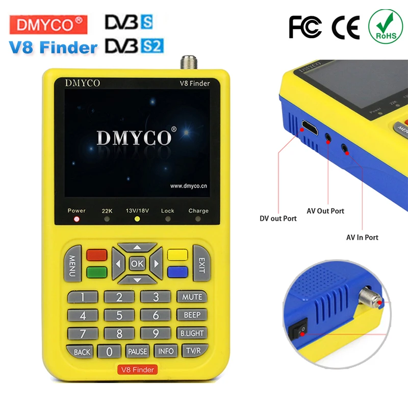 Dmyco Finder LNB поисковик спутников счетчик DVB S/S2 рецепторов тюнер 1080 P Высокое