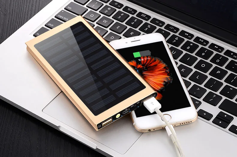 Новый тонкий металлический 20000 мАч солнечный power Bank портативный внешний