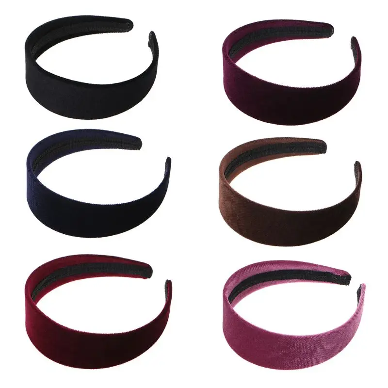 

1 Pc Fashion Women Lady Velvet Wide Hair Band Simple Black Headband Random Color