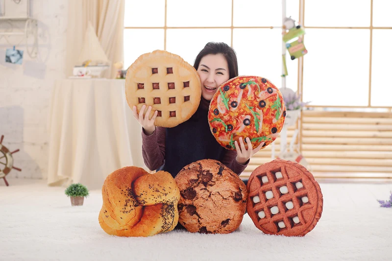 1pc Simulation Creative Food Cookies Pizza hamburger Pillow Lifelike Plush Toy Soft Stuffed Cushion Child Kid Funny Gift