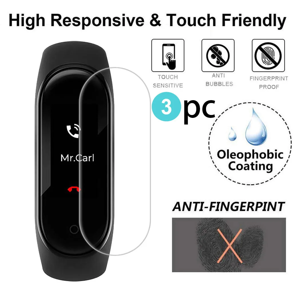 Защита экрана Ouhaobin для Xiaomi Mi Band 4 умный Браслет из ТПУ с полным покрытием