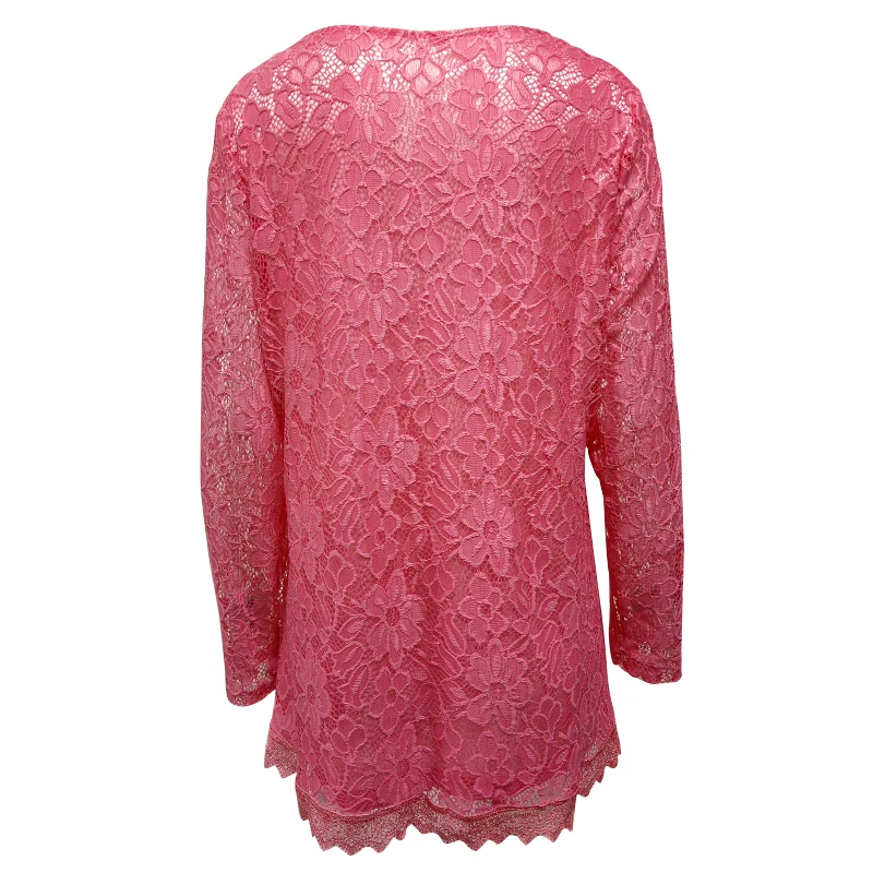 Женская однотонная блузка YTL в стиле ретро розовая кружевная с цветочным