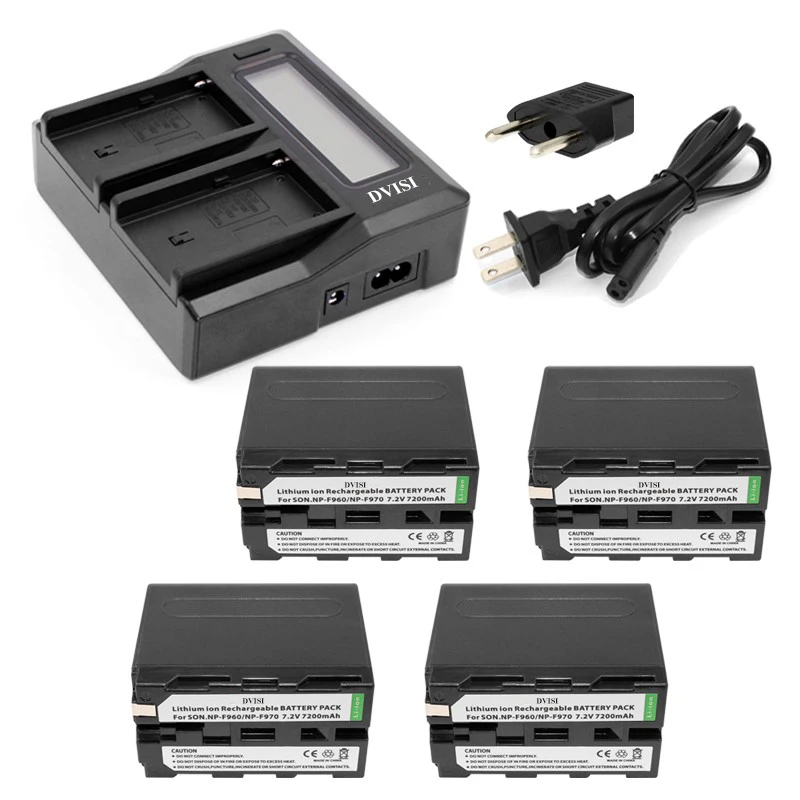 Ультрабыстрое и быстрое двойное зарядное устройство в 3 раза с 4 шт. NP F970 F960