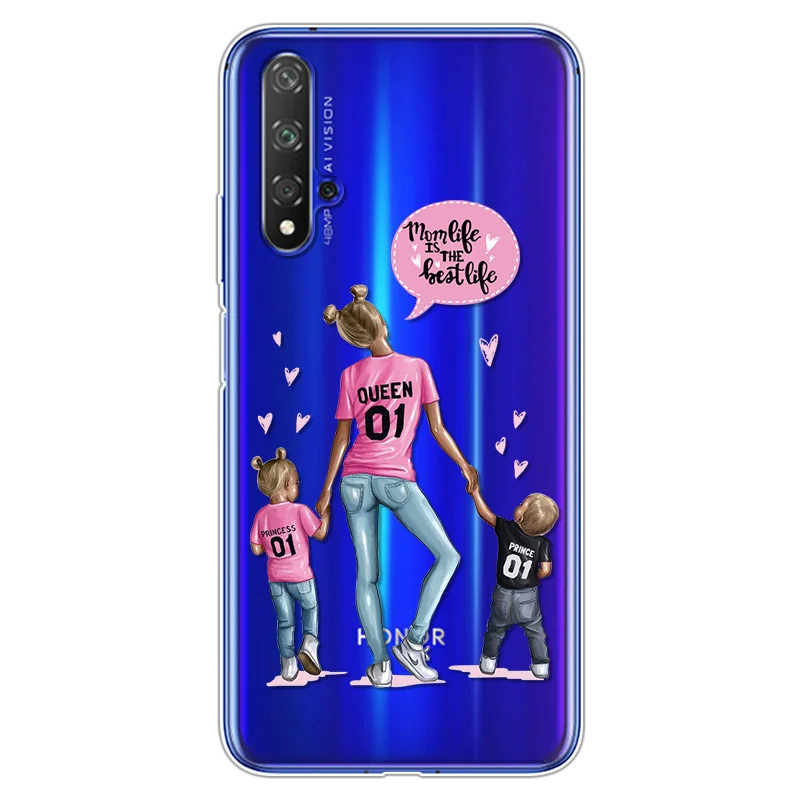 0c010101 Модные черно-коричневые накладки для мамы и дочки, для huawei Honor 20, чехол s 6,2", мягкие чехлы из ТПУ для huawei Honor 20 Pro, чехол - Цвет: 0c010101