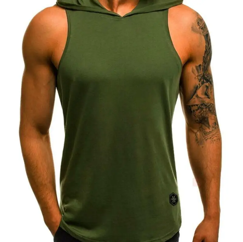 

Cool Men Hooded Hoodie Vest Tank Tops Sweatshirt Muscle Gym Sleeveless T-shirt Shirt Men's sportswear top