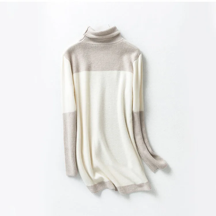 Simenual Patchwork women's turtleneck sweaters and pullovers autumn knitting clothes sexy cropped lady's sweater hot sale | Женская