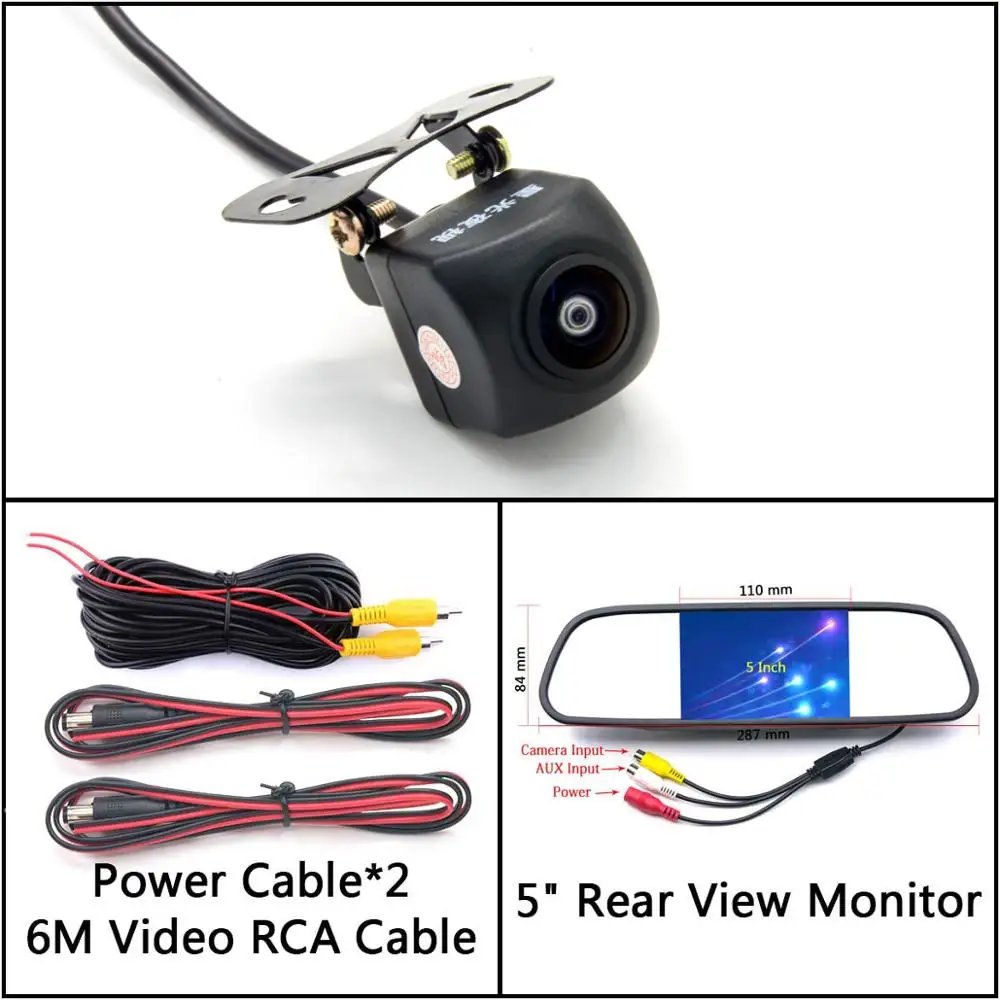 Cam N 5 inch Mirror Owtosin 175 градусов Рыбий глаз объектив HD резервный обратный ночное видение камера заднего вида для парковки монитор - Название цвета: Cam N 5 inch Mirror