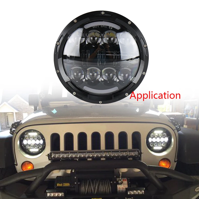 Светодиодные фары 80 Вт для мотоцикла 7 дюймов круглые сменные светодиодные Jeep
