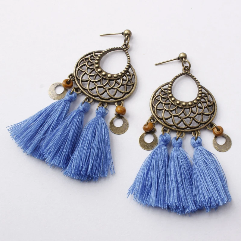 Big Circle Tassel Earrings for Women Bohemian Fan Shaped Drop Dangle 2019 New Design Party Jewelry Long Fringe Earring | Украшения и