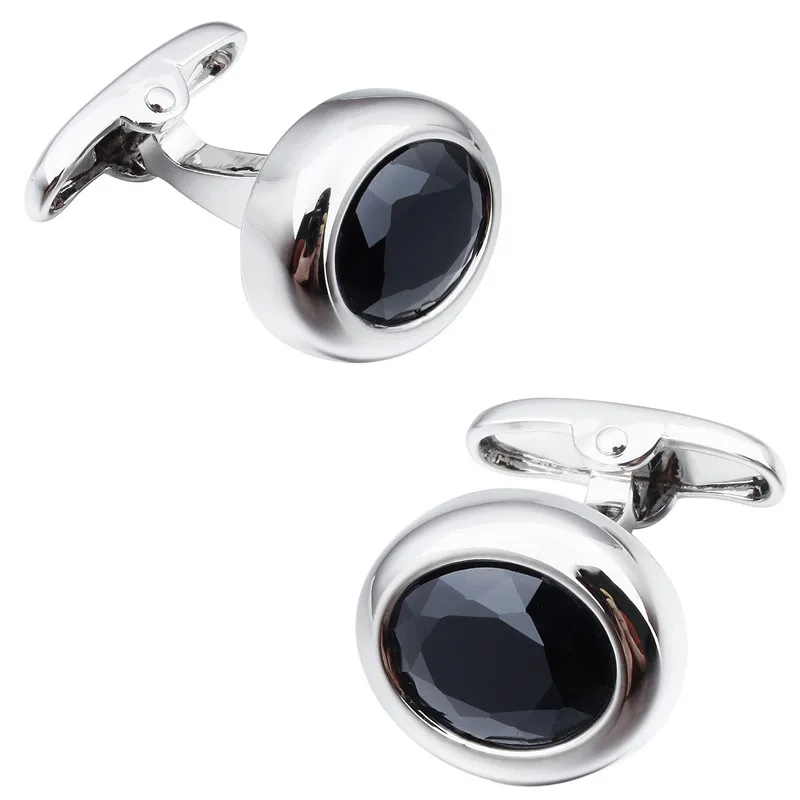 Silver Black HAWSON 4 цвета Варианты циркония запонки для смокинга Овальные Запонки мужские роскошные Jewey - Окраска металла: Silver Black