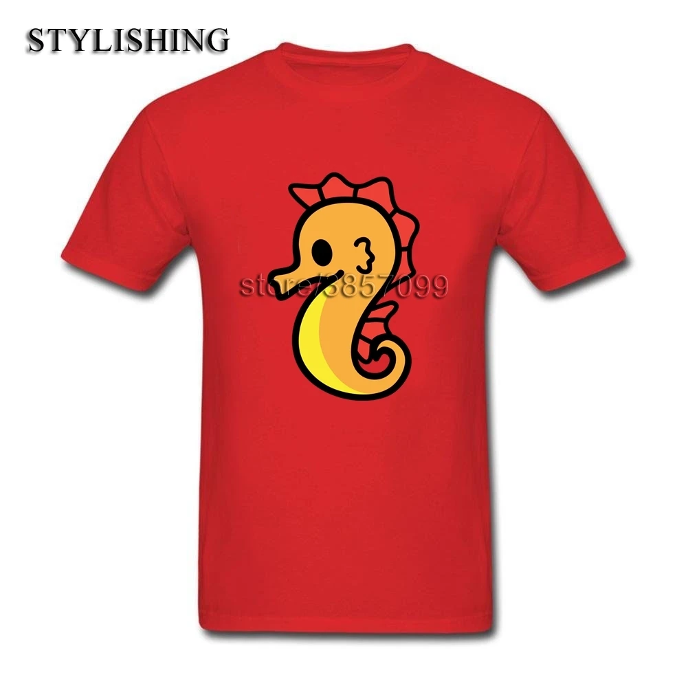 Art Design T Shirt For Men Pure Cotton Short Sleeves Cutie Seahorse XS-XXXL | Мужская одежда