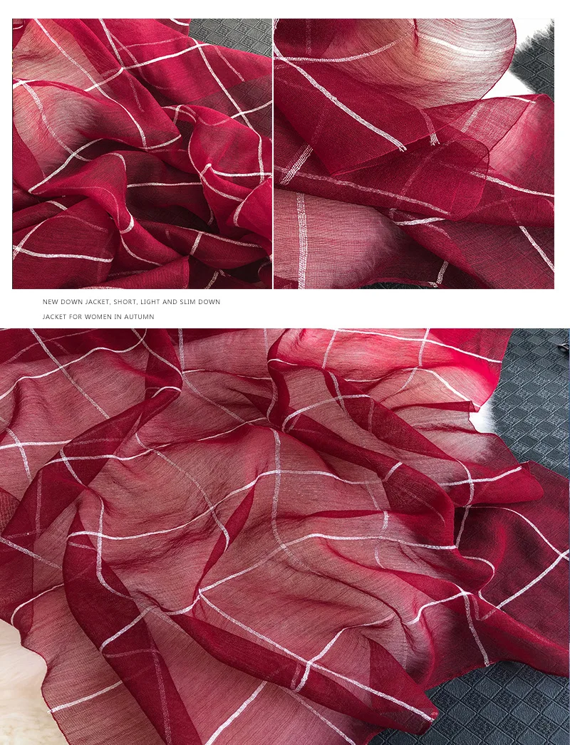 Новинка, весенне-летний шарф из натурального шелка, женские модные клетчатые шали и палантины с серебряной проволокой, тонкие пашмины, женские хиджаб, зимние шарфы для шеи