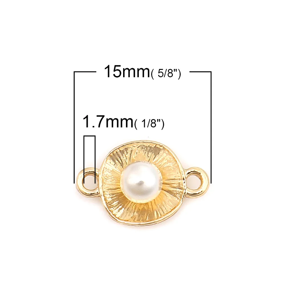 DoreenBeads разъемы из сплава цинка круглые золотые белые акриловые Имитация Жемчуга