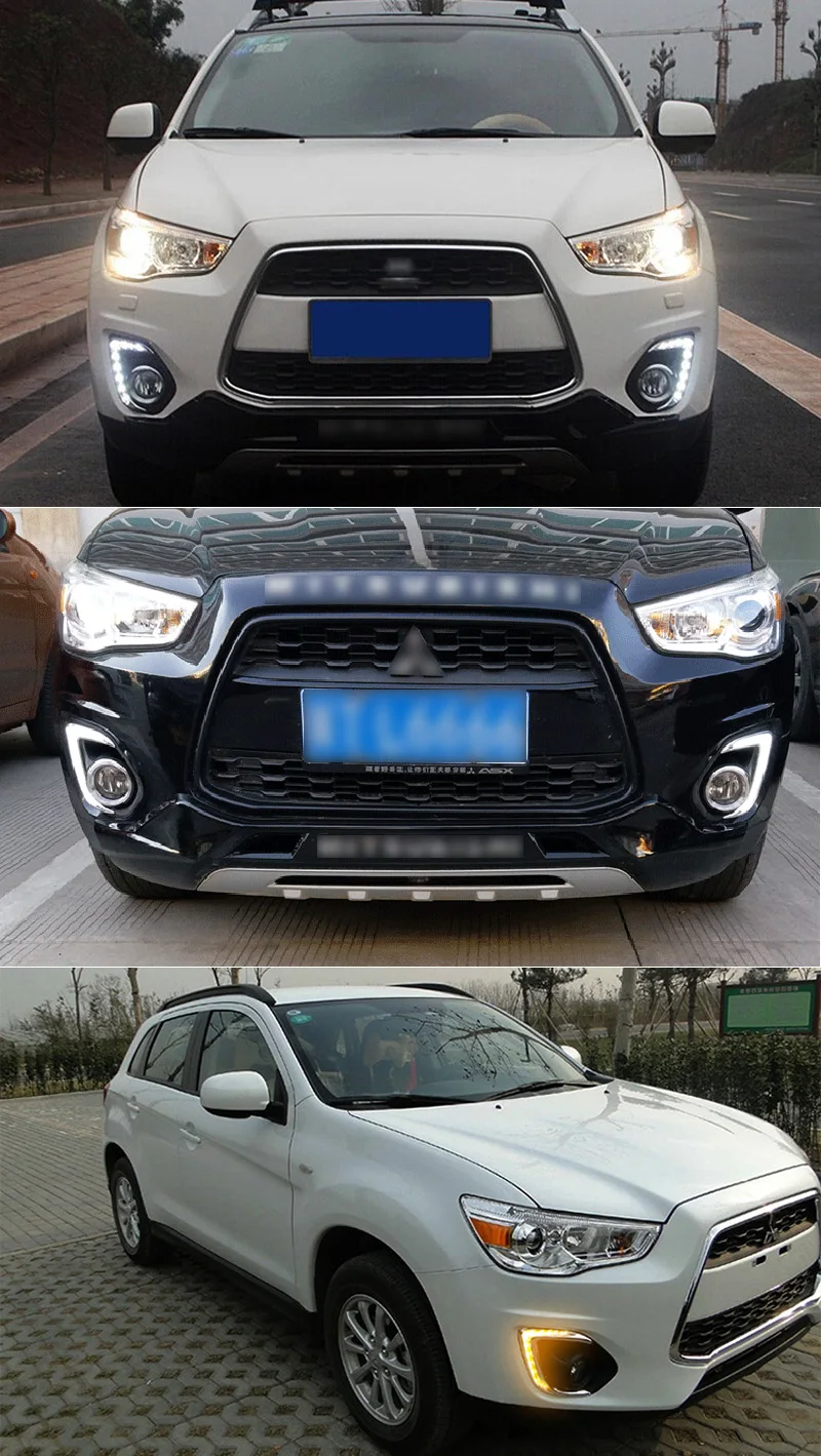 Для Mitsubishi ASX 2013 дневные ходовые огни светильник светодиодный DRL Противотуманные фары дальнего светильник s Желтый Поворотная сигнальная лампа
