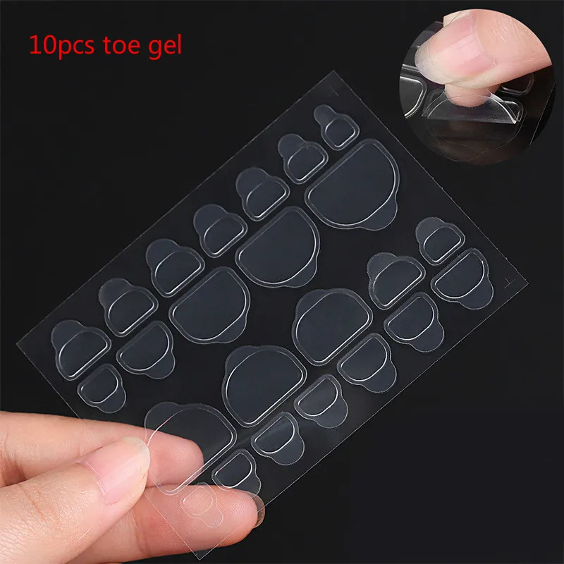 10pcs toe gel 10 листов двусторонний клей для ногтей, прозрачный стикер, клейкая лента для накладных ногтей, инструменты для маникюра, искусственные ногти - Цвет: 10pcs toe gel