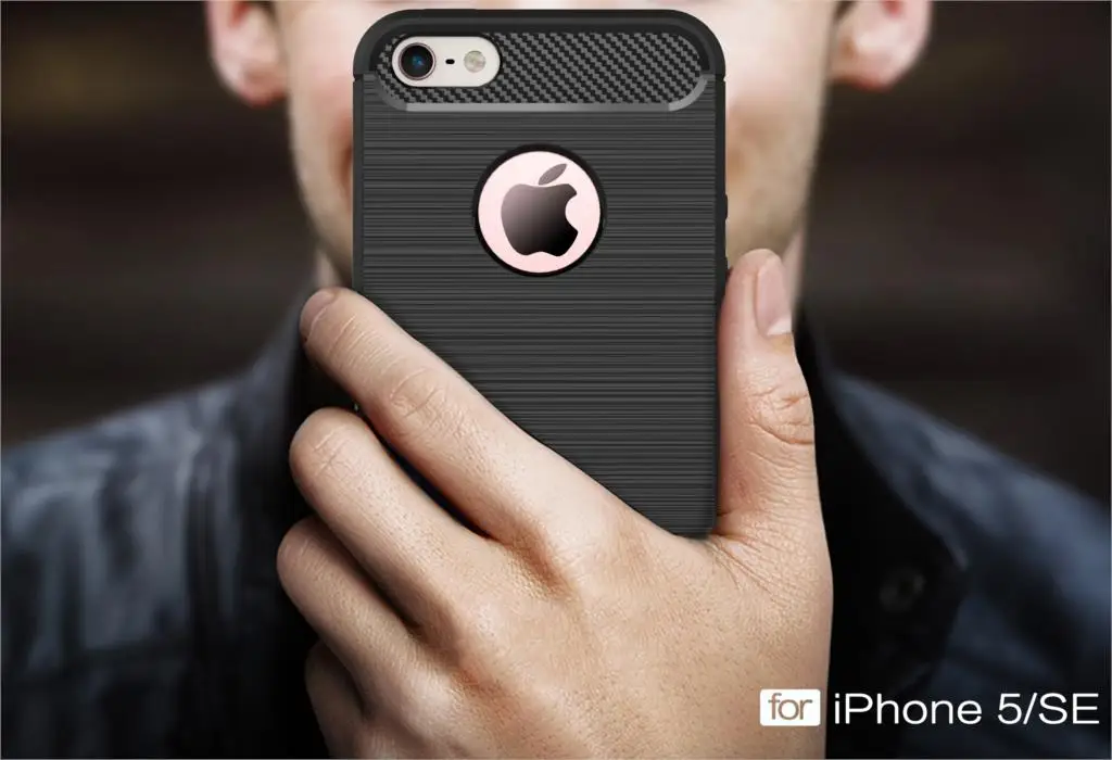 Защитный чехол Bova из углеродного волокна для Apple iPhone SE 5 силиконовый ТПУ