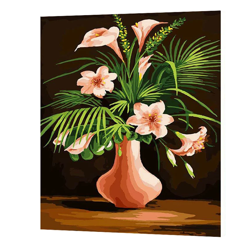 

WONZOM Perfume Lily Oil Painting By Numbers DIY Abstract Digital Picture Coloring By Numbers On Canvas Unique Gift For Home 2017