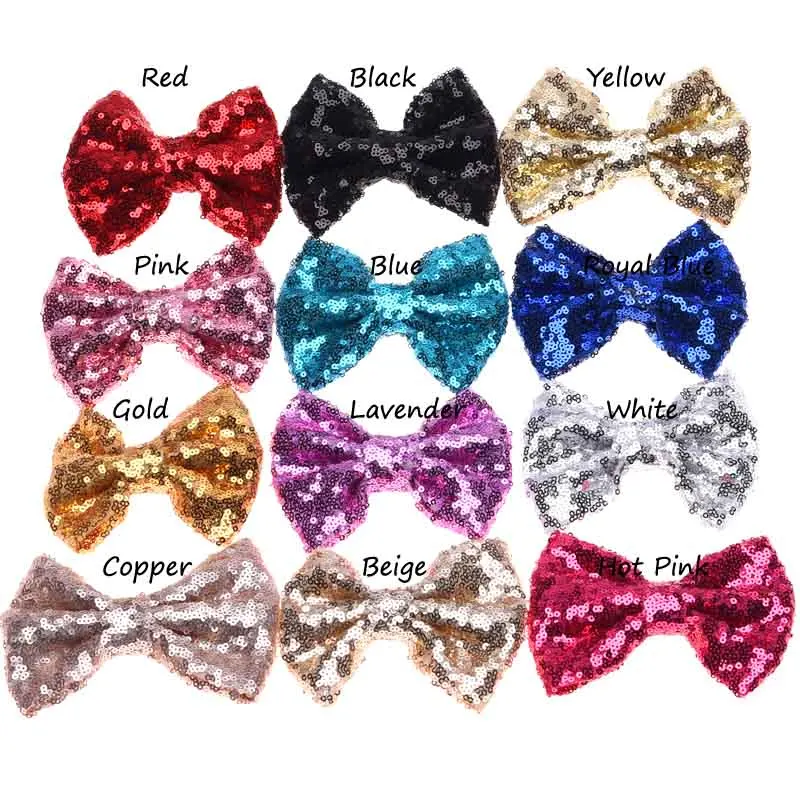 12 шт. заколки для волос с бантом и блестками|barrette for hair|glitter bowsequin hair bows |