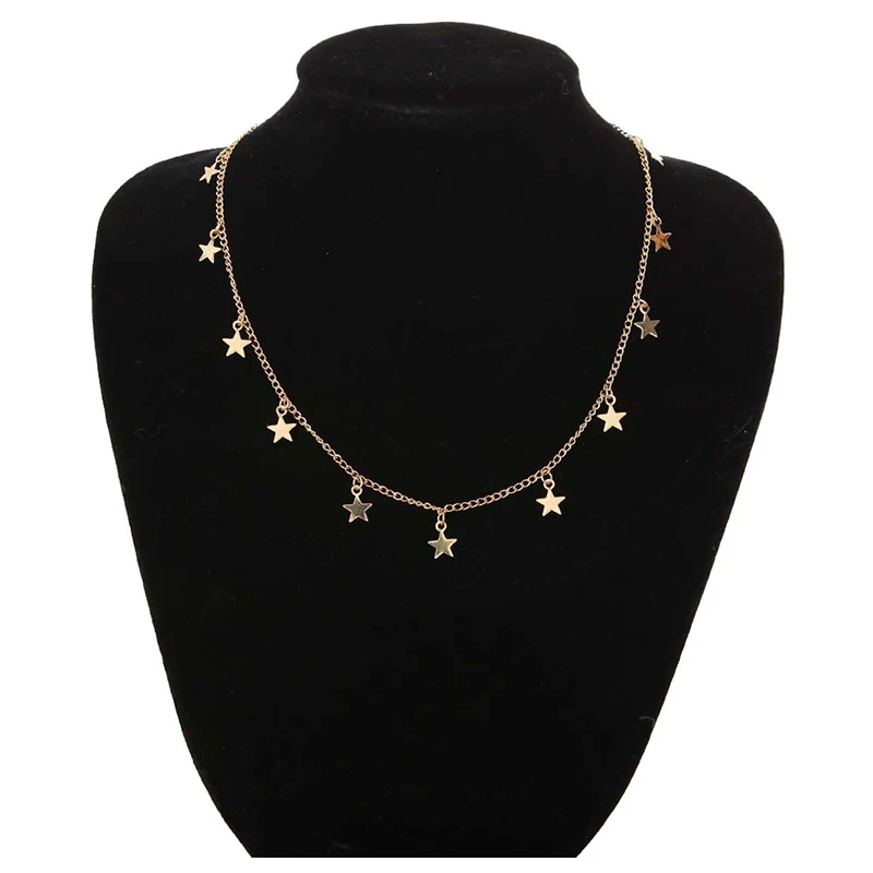 Star Gold Banny розовый простой Звезда Сердце ожерелье-чокер с подвесками в дизайне Павлиньего хвоста для женщин золотой металл серебристого цвета короткая цепочка чокер воротник коллиеры - Окраска металла: Star Gold