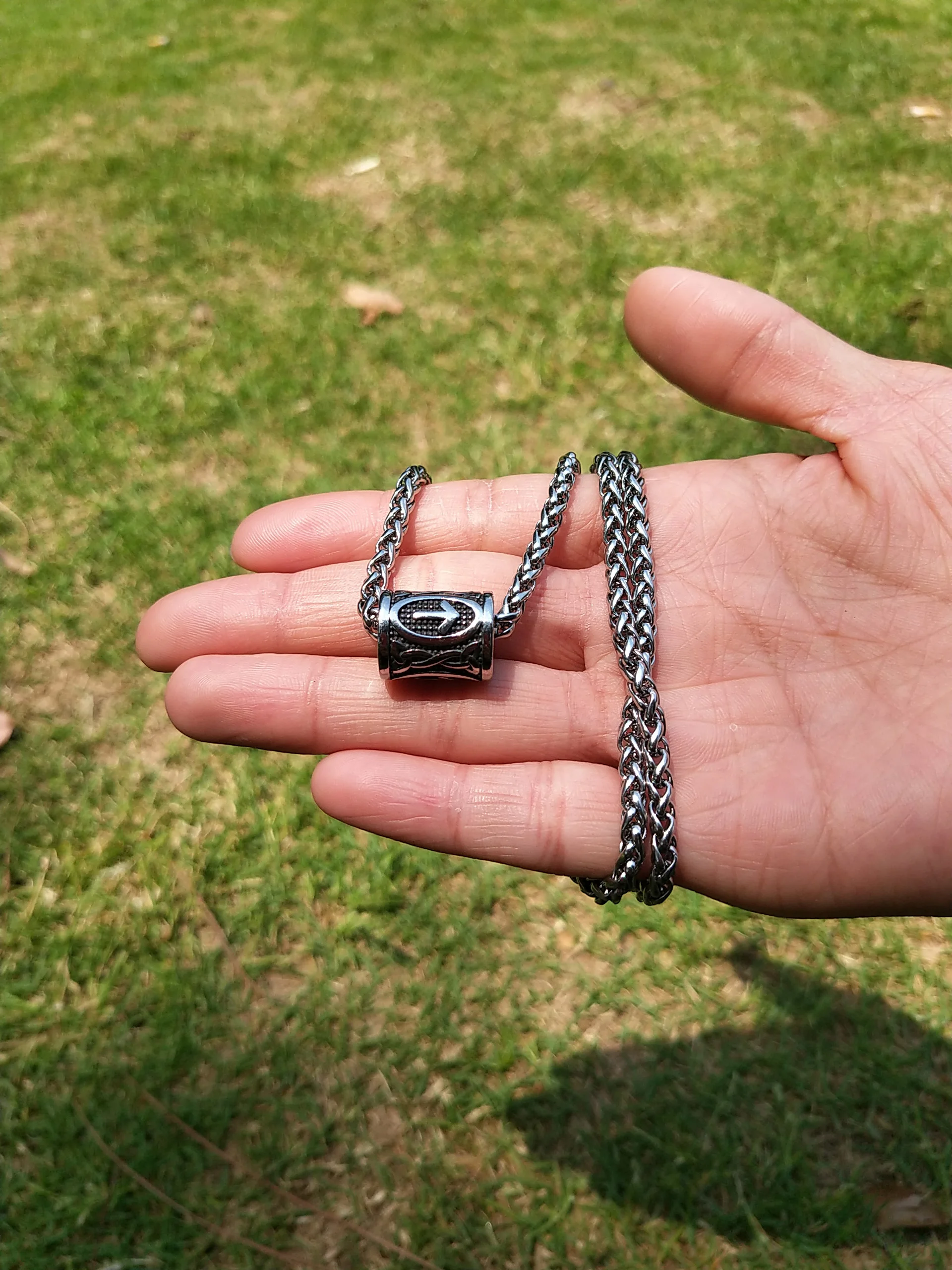 Скандинавский Викинг амулет стальная Руна бусы кулон ожерелье с валкнутом