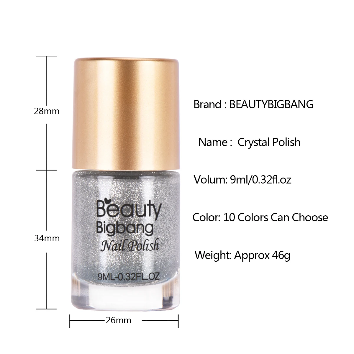 Beautybigbang 9 мл Кристальные жемчужные бриллианты Синий лак для ногтей Серебряный Блестящий Порошок стемпинг ногтей покрытие для дизайна ногтей