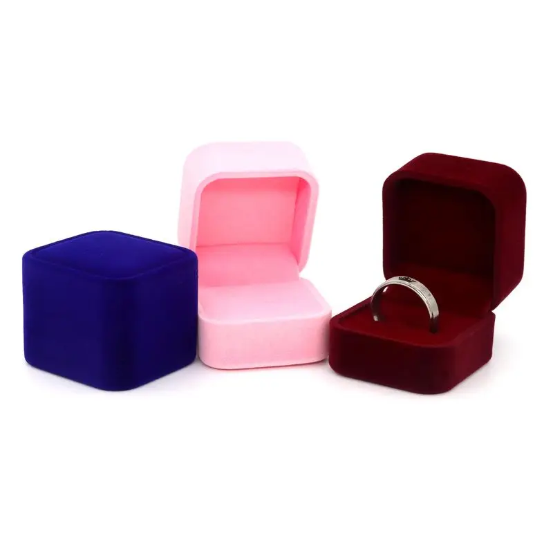 

1pcs Square Velvet Women Earrings Rings Jewelry Box Display Box Jewelry Gift Packaging Case For Engagement Wedding Bridal