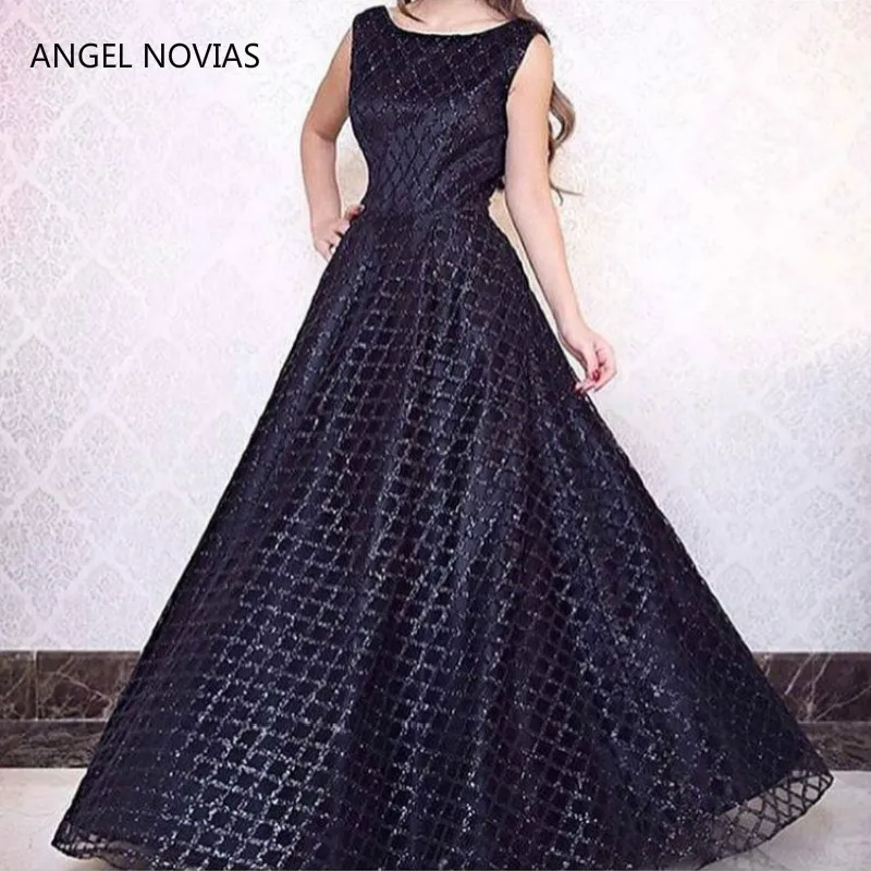 Angel Novias длинные черные блестки Abendkleider арабское вечернее платье Кафтан Дубай Платья для вечеринок vestido de gala