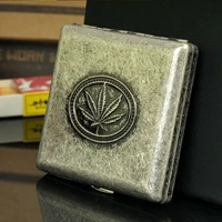 portable marijuana pocket tobacco metal copper maple leaf cigarette case for 20 cigarettes storage box holder