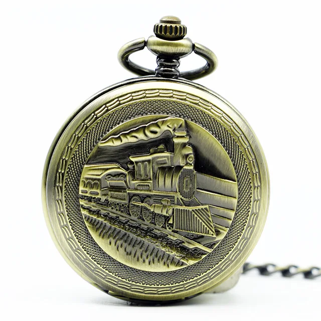 Retro Locomotive 2 Ретро винтажные мужские и женские карманные часы, механические часы в советском стиле, дизайн с резной крышкой, каркасный циферблат, подвеска на цепочке, PJX1221 - Цвет: Retro Locomotive 2