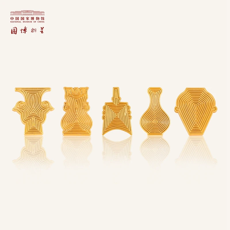 Металлические значки Национального музея китайского бренда обтекаемые золотые