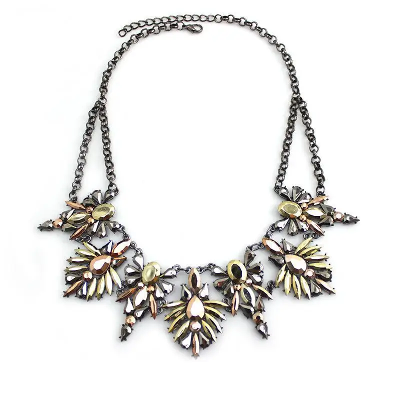DB09073 Blue and Golden retro geo women Fashion Jewelry statement necklace &amp pendant bib choker collar | Украшения и